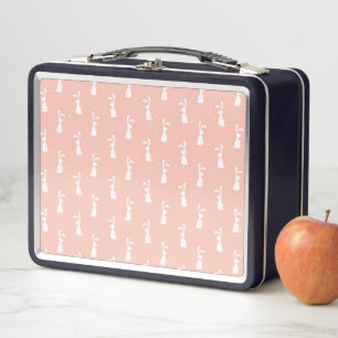 Weißes Häschen Frohe Ostern Mädchen Rosa Pastell F Metall Brotdose