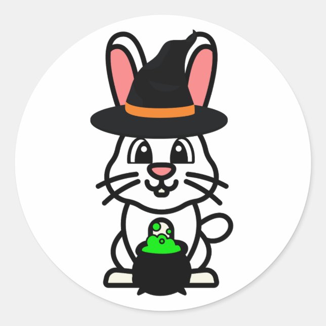Weißes Hasen ist eine Hexe Runder Aufkleber (Vorderseite)