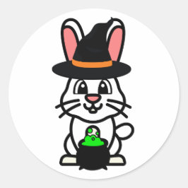 Weißes Hasen ist eine Hexe Runder Aufkleber