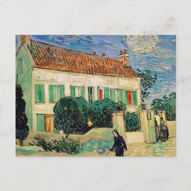Weißes Haus in der Nacht - Vincent van Gogh Postkarte (Vorderseite)