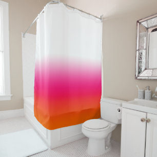 Weißes, helles Rosa und orange Farbblockleuchte Duschvorhang