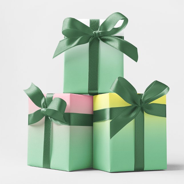 Weißes, hellgelbes Rosa und Minzgrün Ombre Mix Geschenkpapier Set (White Pale Yellow Pink and Mint Green Ombre Mix Wrapping Paper Sheets)