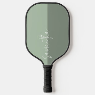 Weißes hellgrünes, gespaltenes Monogramm Pickleball Schläger