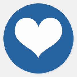 Weißes Herz auf Kobalt-blauem Hintergrund Runder Aufkleber