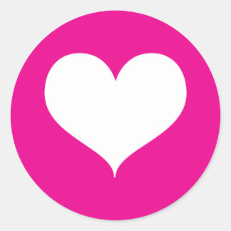 Weißes Herz auf rosa Hintergrund Runder Aufkleber