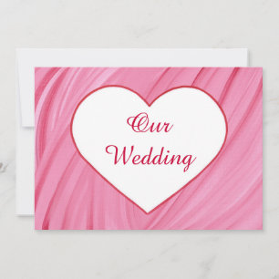 Weißes Herz auf rosafarbenen Mischungen Hochzeitsf Einladung
