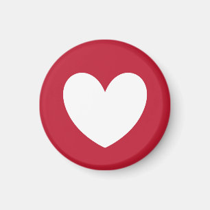 Weißes Herz auf Rot Magnet