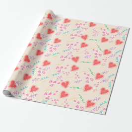 Weißes Herz-Beige-Muster Wrapping Paper Geschenkpapier