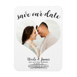 Weißes Herz Foto Hochzeit Termin vormerken Magnet
