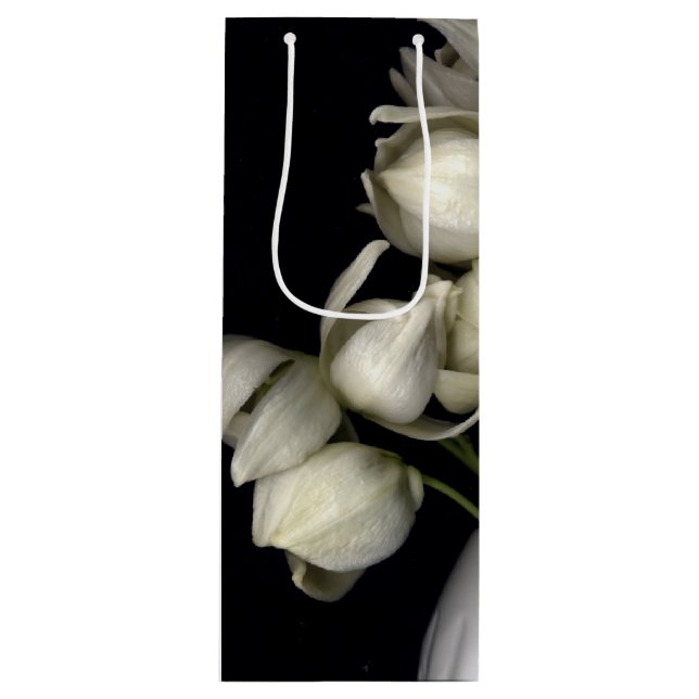 "Weißes Herz in Schwarz" Geschenktüte Für Weinflaschen (Vorderseite)