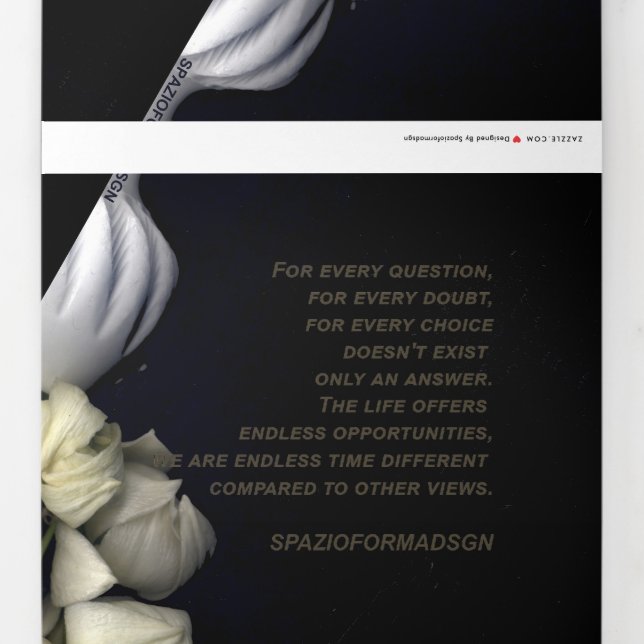 "Weißes Herz in schwarz vom Mond" & "Zweite Zeit" Dreifach Gefaltete Urlaubskarte (Rückseite)