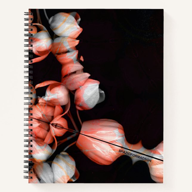 "Weißes Herz in Schwarz von der Sonne" Notizbuch (Vorderseite)