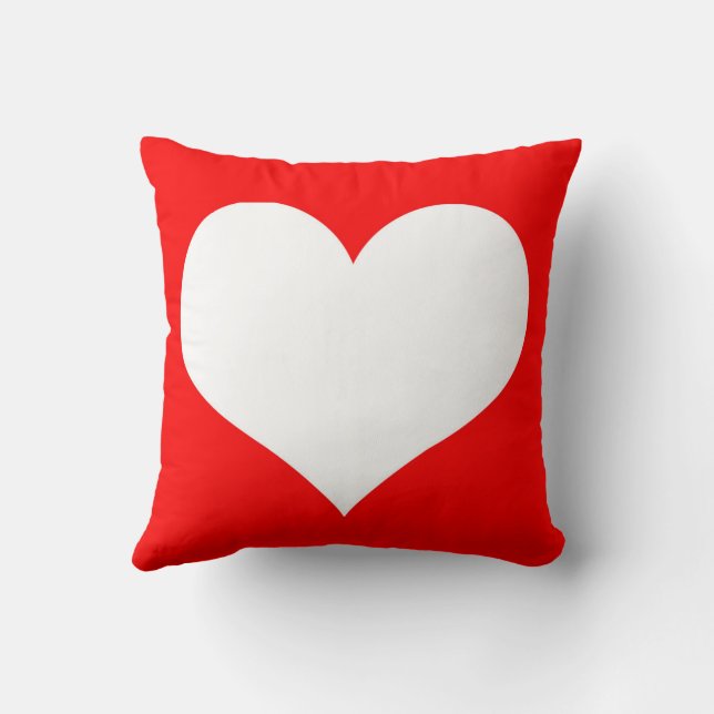 Weißes Herz mit rotem Hintergrund Kissen (Rückseite)