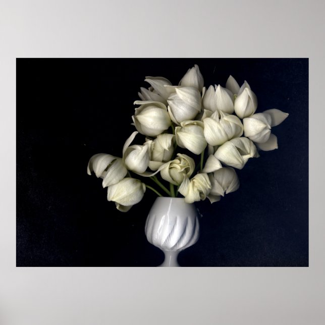 Weißes Herz schwarz Poster (Vorne)