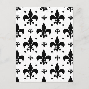 Weißes Hintergrundmuster mit Fleur-de-lis-Design Postkarte