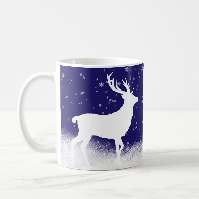 Weißes Hirsch im Schnee Kaffeetasse (Links)