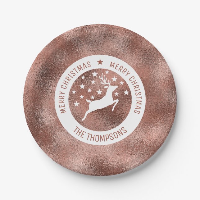 Weißes Hirsch - Imitate Rose Goldfolie (nicht echt Pappteller