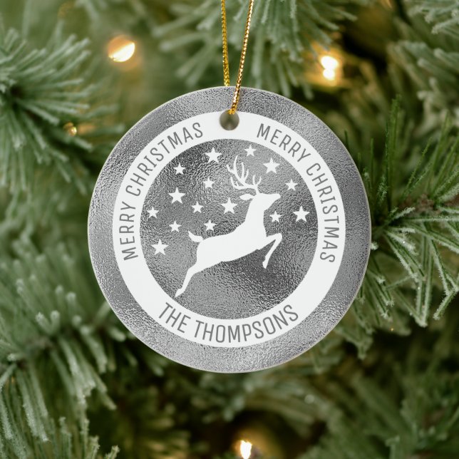 Weißes Hirsch - Imitate Silbergraue Folie (nicht e Keramik Ornament (Baum)