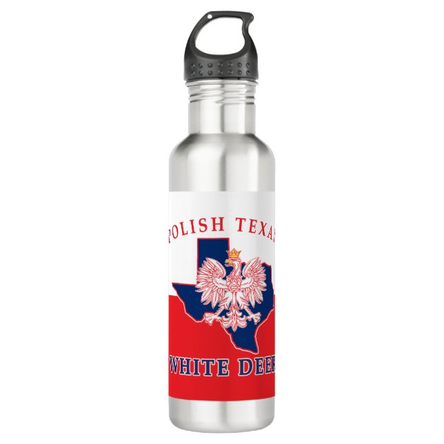 Weißes Hirsch Polnisch Texan Edelstahlflasche (Vorderseite)