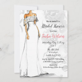 Weißes Hochzeitskleid Elegantes Brautparty Einladung