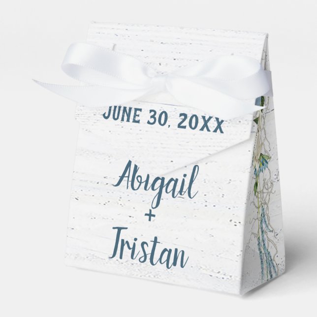 Weißes Holz mit Hochzeitsblumen Geschenkschachtel (Vorderseite)