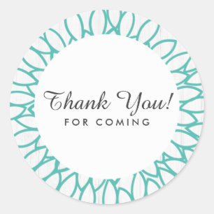 Weißes Holz und Aquamarines Blumenkraut Vielen Dan Runder Aufkleber