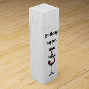 Weißes Holz und Wein Geburtstagswein Spaß Box