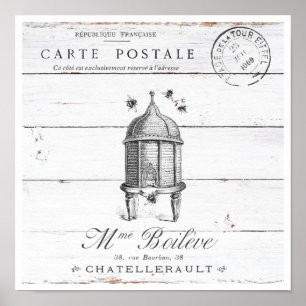 Weißes Holz Vintag Beehive Poster