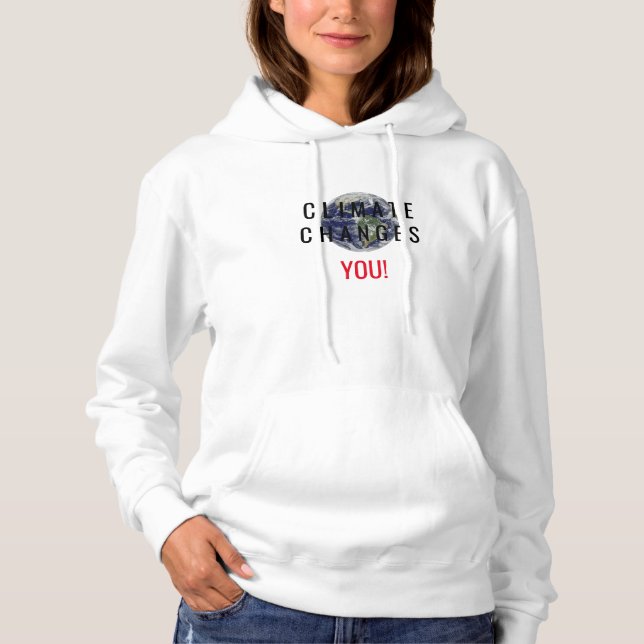 Weißes Hoodie über den Klimawandel (Vorderseite)