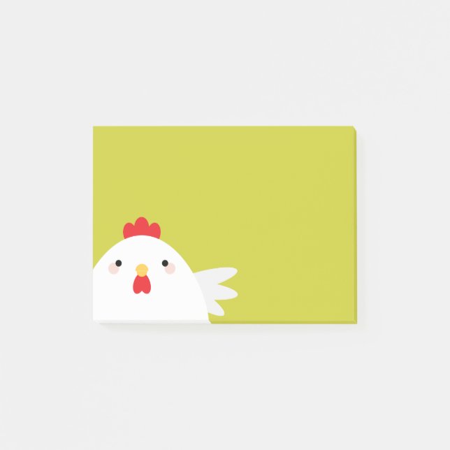 Weißes Huhn auf Grün Post-it Klebezettel (Vorderseite)