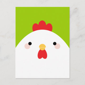 Weißes Huhn auf grünen Postkarten