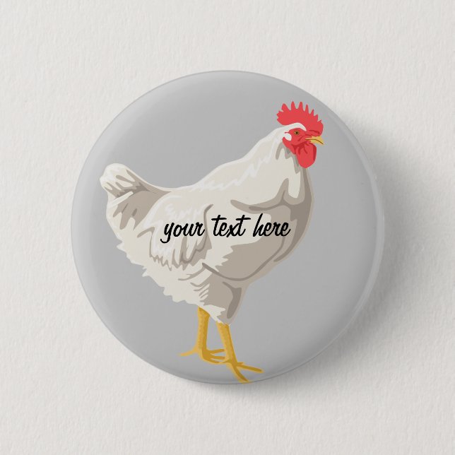 Weißes Huhn Button (Vorderseite)