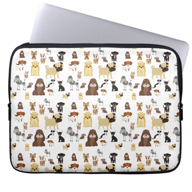 weißes Hundemuster. Laptopschutzhülle (Vorderseite)