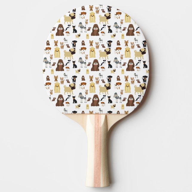 weißes Hundemuster. Tischtennis Schläger (Vorderseite)
