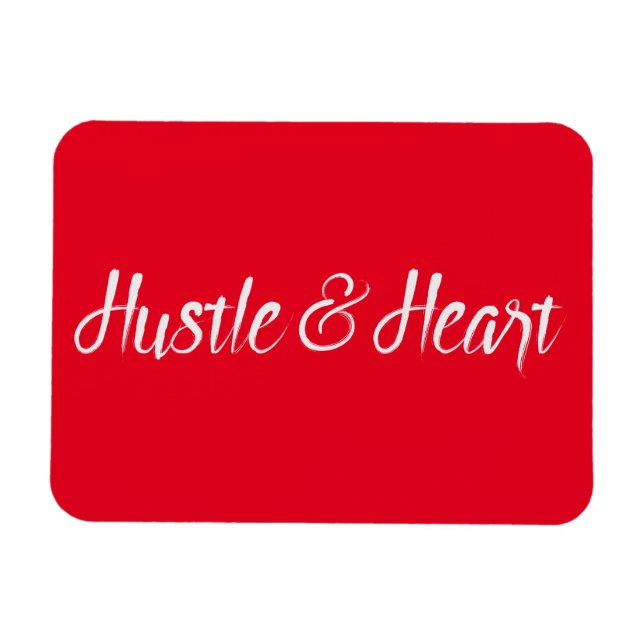 Weißes Hustel und Herztypografie Magnet (Horizontal)