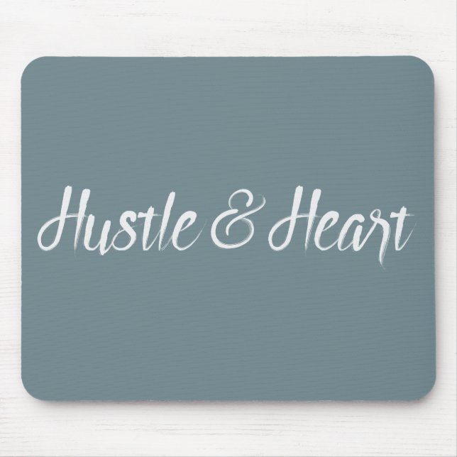 Weißes Hustel und Herztypografie Mousepad (Vorne)