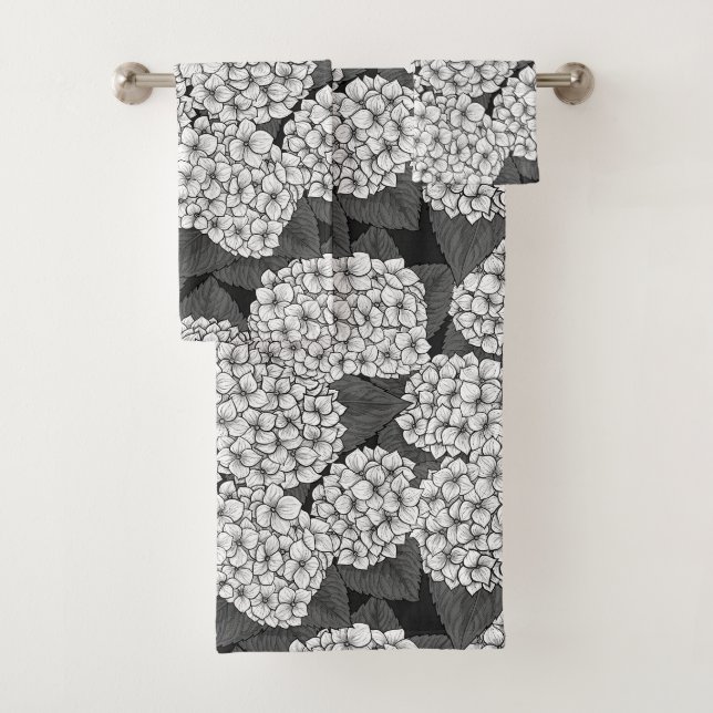 Weißes Hydrangea Badhandtuch Set (Insitu)