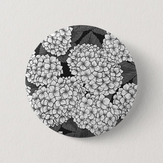 Weißes Hydrangea Button (Vorderseite)