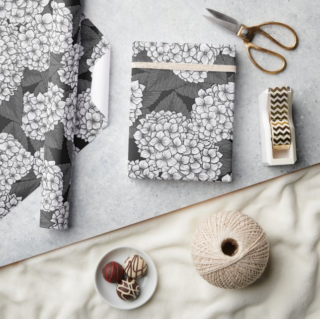 Weißes Hydrangea Geschenkpapier (Basteln)