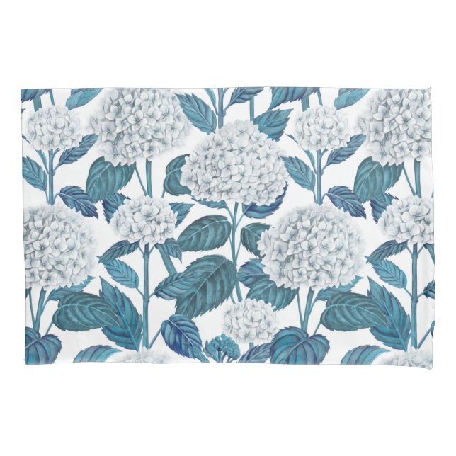 Weißes Hydrangea Kissenbezug (Vorderseite)