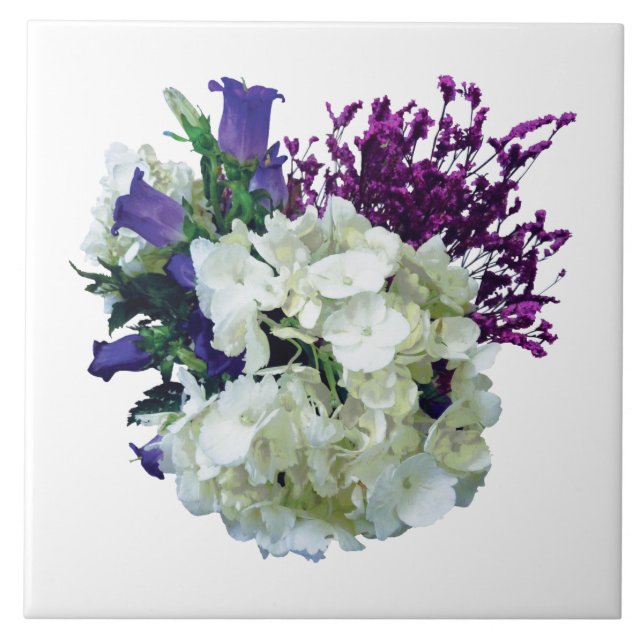 Weißes Hydrangea mit Glocken und Kapuze aus Canter Fliese (Vorderseite)