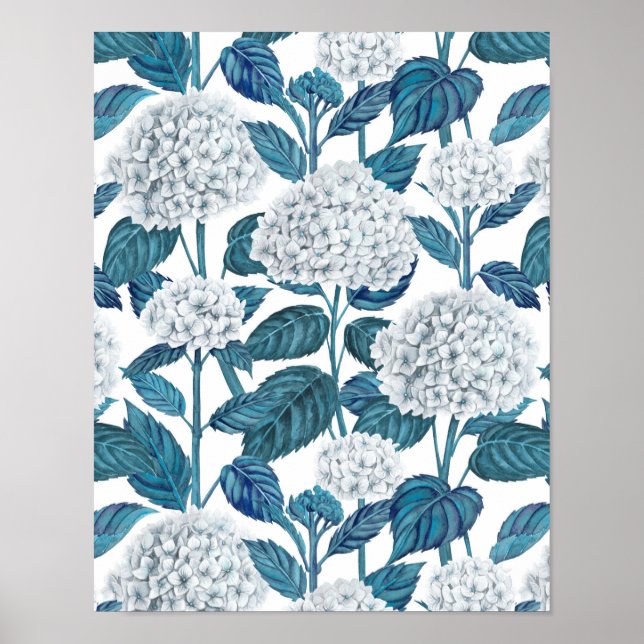 Weißes Hydrangea Poster (Vorne)
