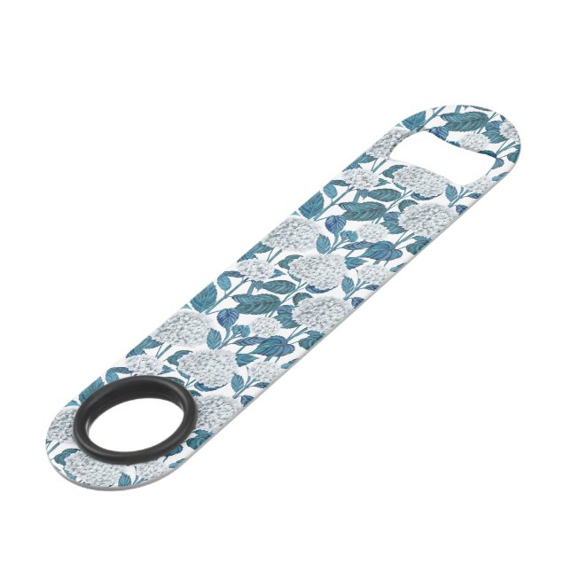 Weißes Hydrangea Speed Flaschenöffner (Vorderseite Schrägansicht)