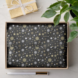 Weißes Imitat Gold Snowflakes Punkt auf Schwarz Seidenpapier