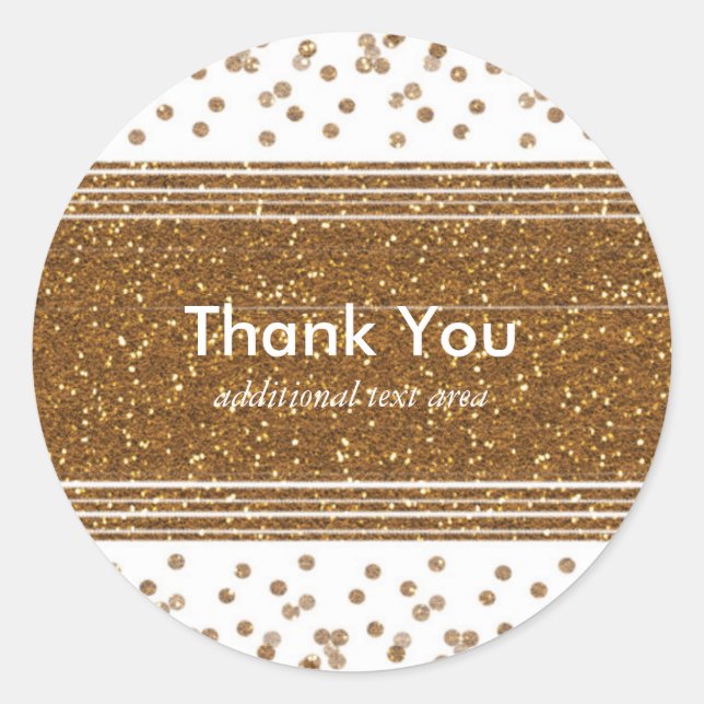 Weißes Imitat Pinselgoldfarbene Party-Aufkleber fü Runder Aufkleber (Vorderseite)