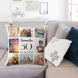 Weißes, individuelles Fotocollage Geburtstag Kissen<br><div class="desc">Ein einzigartiges Geschenk für einen 21. Geburtstag,  das ihr Leben mit einer Collage von 8 Ihrer eigenen Fotos,  Bilder feiert. Personalisieren und fügen Sie ihren Namen,  Alter und ein Datum. Ein weißer Hintergrund,  schwarzer Text. Der Name ist mit einem modernen handgeschriebenen Stilskript geschrieben.</div>