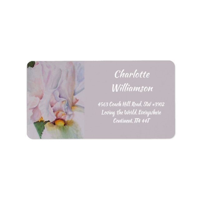 Weißes Iris-Blume in Wasserfarbe Adressaufkleber (Vorne)