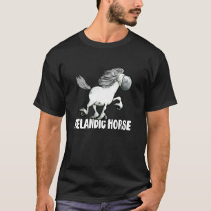 Weißes Isländisches Pferde-Cartoon Gangpferde Pfer T-Shirt