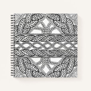 WEIßES KABELSTRICK 8,5x8,5 Spiralnotizbuch Notizbuch