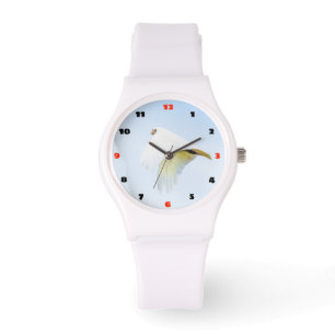 Weißes Kakadu im Flug Armbanduhr